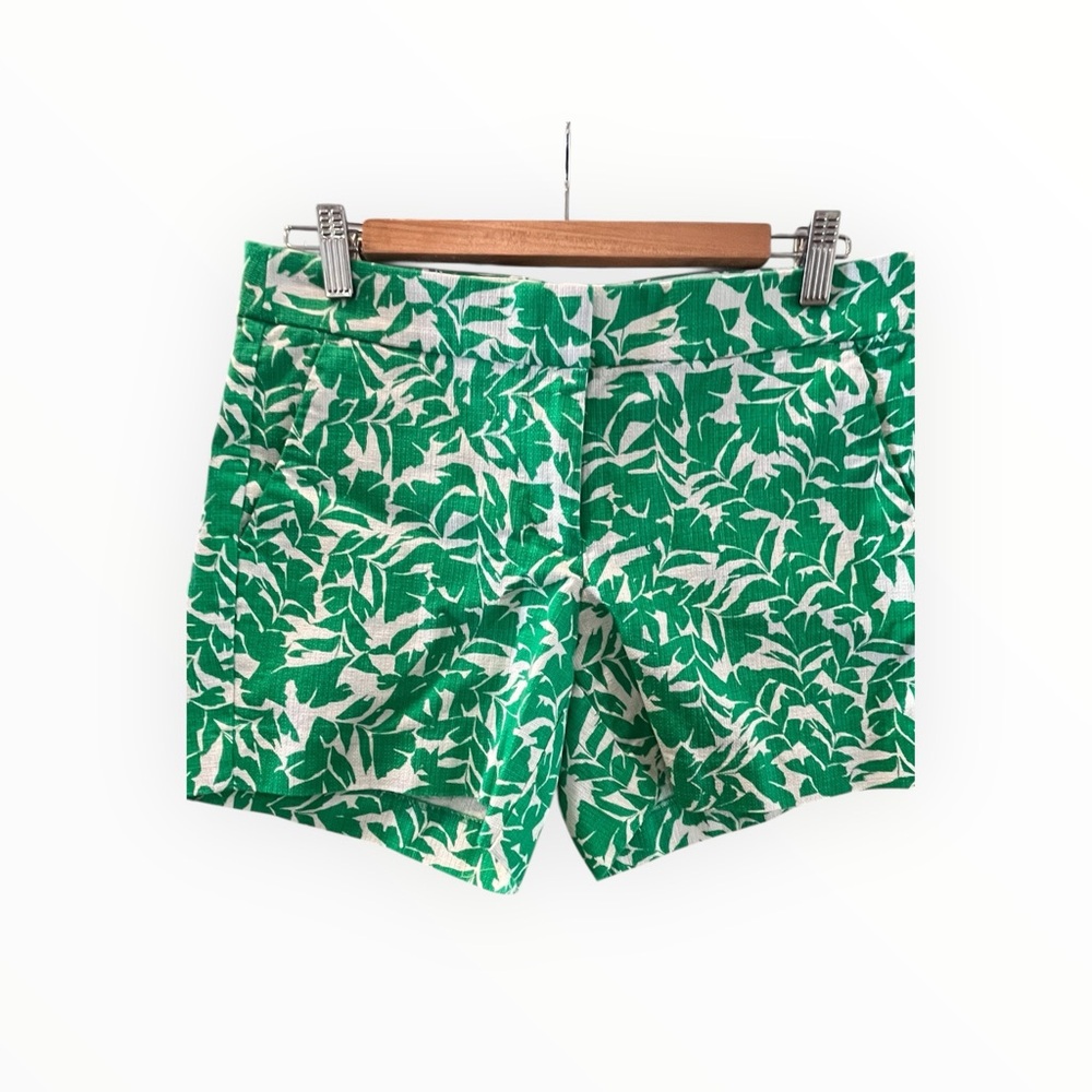 J.Crew Green White Tropical Leaf Print Cotton Shorts | Women’s‎ Size 6